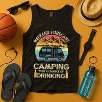 Funny Weekend Forecast Camping With A Chance Of Drinking Tank Top thumb 4
