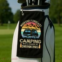 Funny Weekend Forecast Camping With A Chance Of Drinking Golf Towel thumb 2