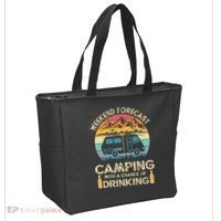Funny Weekend Forecast Camping With A Chance Of Drinking Tote Bag thumb 2