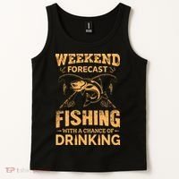 Funny Weekend Forcast Fishing With A Chance Of Drinking Tank Top thumb 2