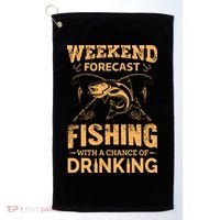 Funny Weekend Forcast Fishing With A Chance Of Drinking Golf Towel thumb 0