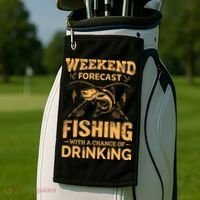 Funny Weekend Forcast Fishing With A Chance Of Drinking Golf Towel thumb 2
