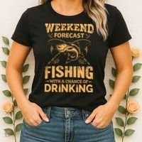 Funny Weekend Forcast Fishing With A Chance Of Drinking Women's T-Shirt thumb 2