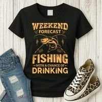 Funny Weekend Forcast Fishing With A Chance Of Drinking Women's T-Shirt thumb 3