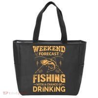 Funny Weekend Forcast Fishing With A Chance Of Drinking Tote Bag thumb 0