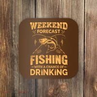Funny Weekend Forcast Fishing With A Chance Of Drinking Coaster thumb 0