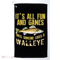 Funny Walleye Fishing Freshwater Fish Graphic Golf Towel thumb 0