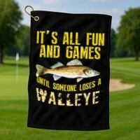 Funny Walleye Fishing Freshwater Fish Graphic Golf Towel thumb 1