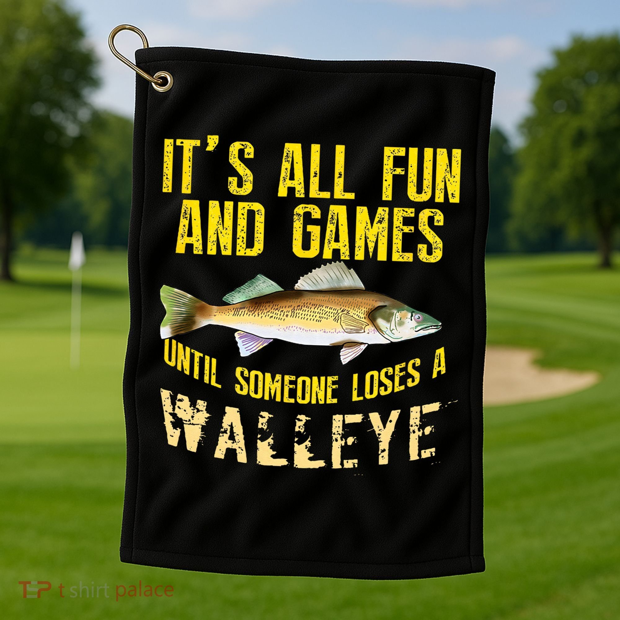 Funny Walleye Fishing Freshwater Fish Graphic Golf Towel