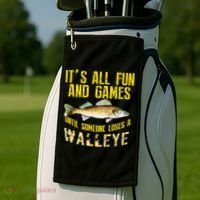 Funny Walleye Fishing Freshwater Fish Graphic Golf Towel thumb 2