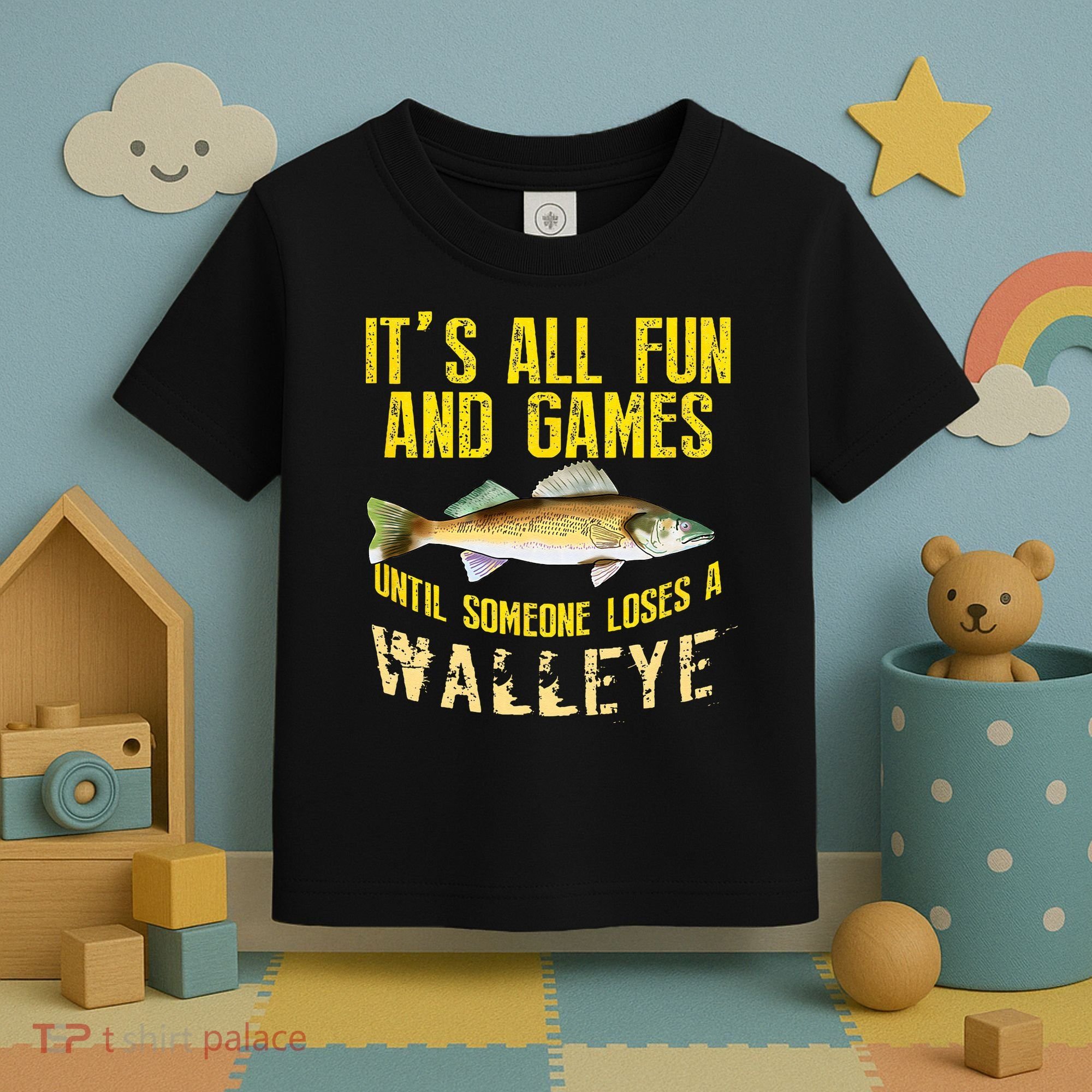 Funny Walleye Fishing Freshwater Fish Graphic Toddler T-Shirt