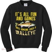 Funny Walleye Fishing Freshwater Fish Graphic Kids Sweatshirt thumb 0