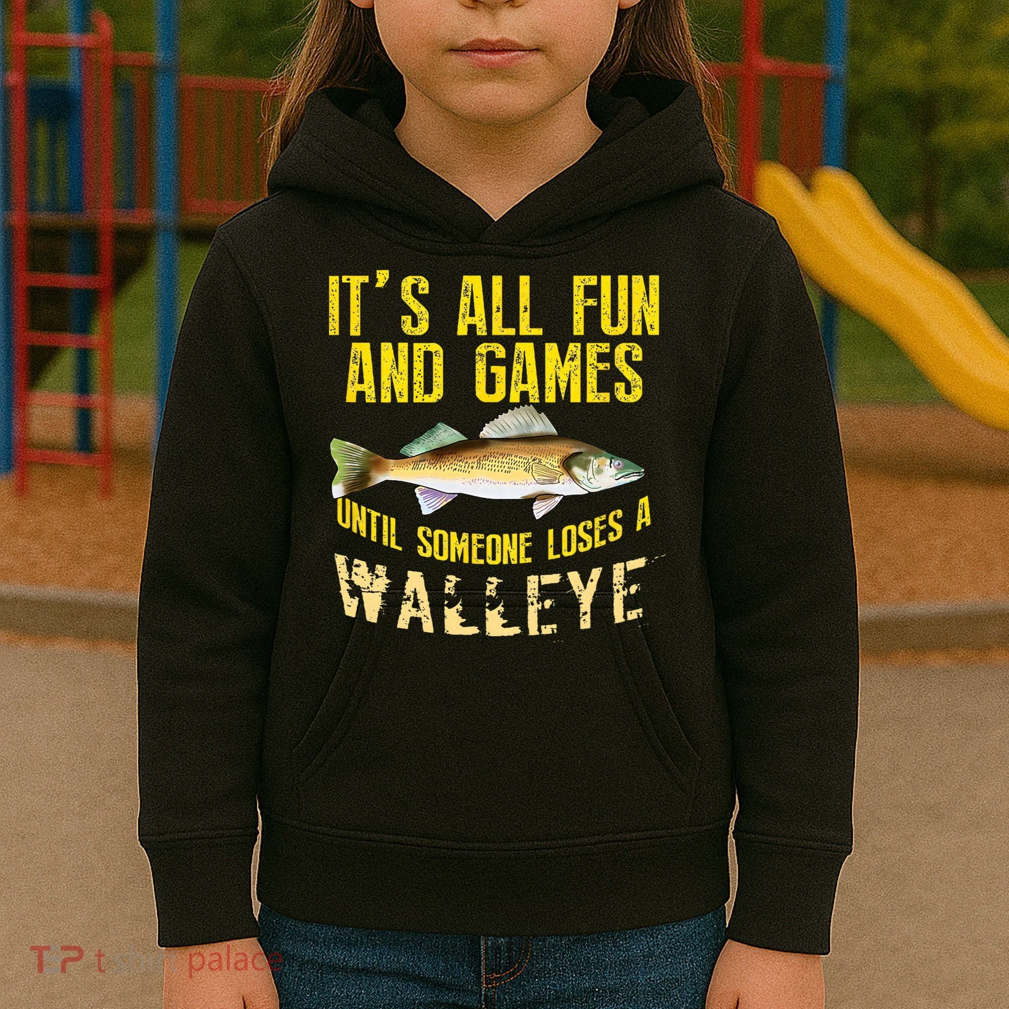 Funny Walleye Fishing Freshwater Fish Graphic Kids Hoodie