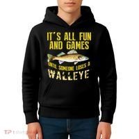 Funny Walleye Fishing Freshwater Fish Graphic Kids Hoodie thumb 4