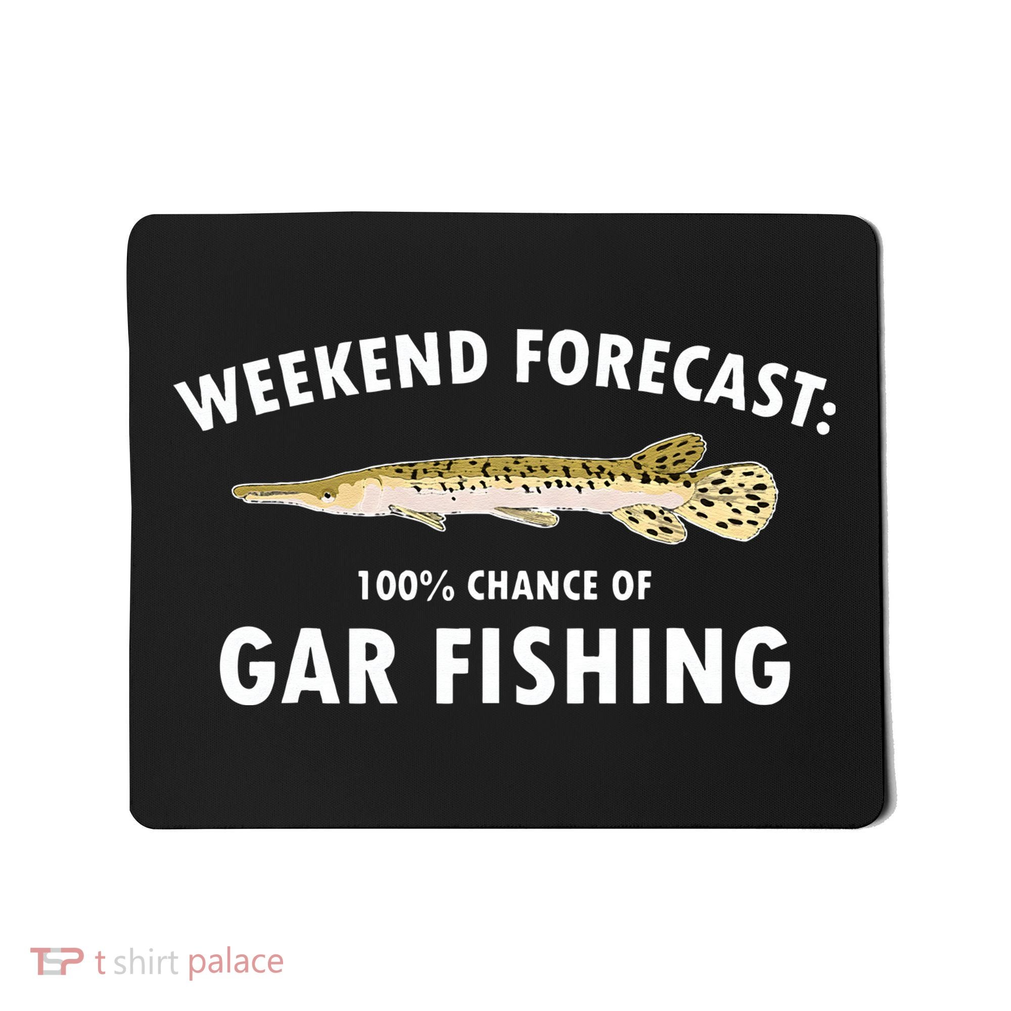 Funny Weekend Forecast Alligator Gar Fishing Mousepad