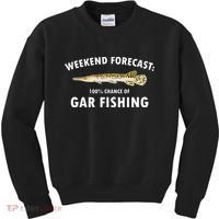 Funny Weekend Forecast Alligator Gar Fishing Kids Sweatshirt thumb 0