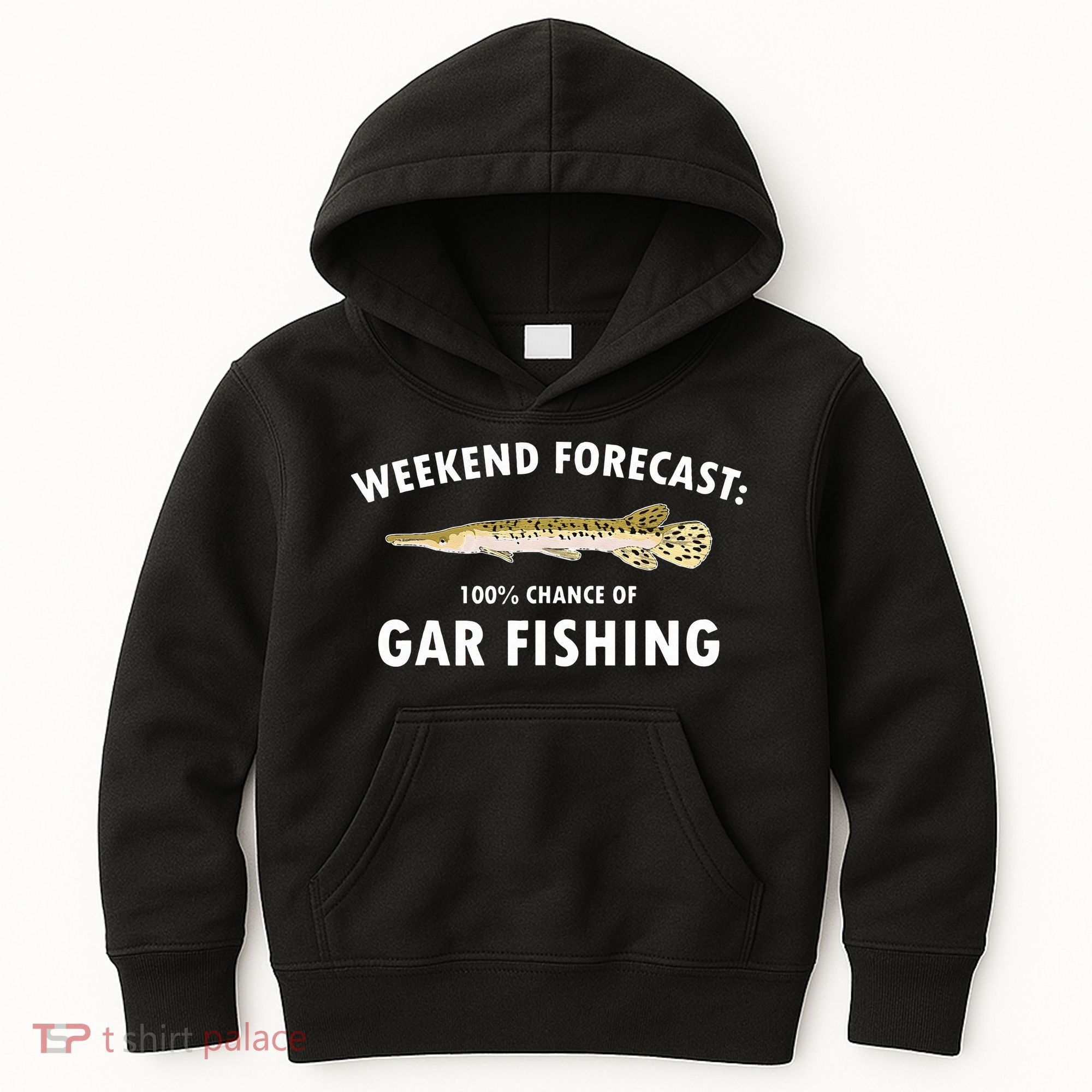 Funny Weekend Forecast Alligator Gar Fishing Kids Hoodie
