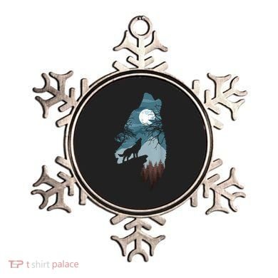 Forest With FullMoon And Cliff Of Silhouette Howling Ornament