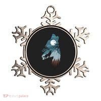 Forest With FullMoon And Cliff Of Silhouette Howling Ornament thumb 0