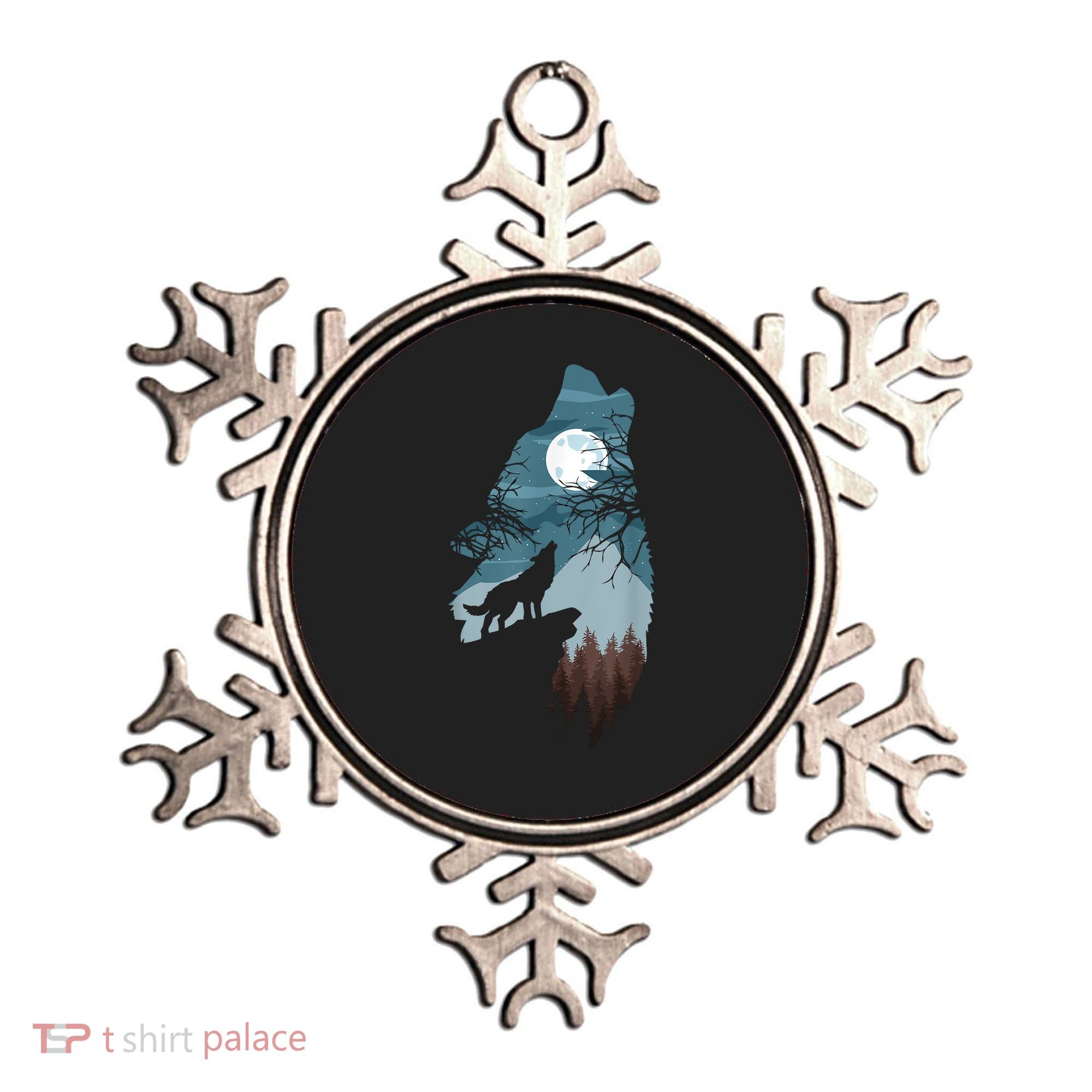 Forest With FullMoon And Cliff Of Silhouette Howling Ornament
