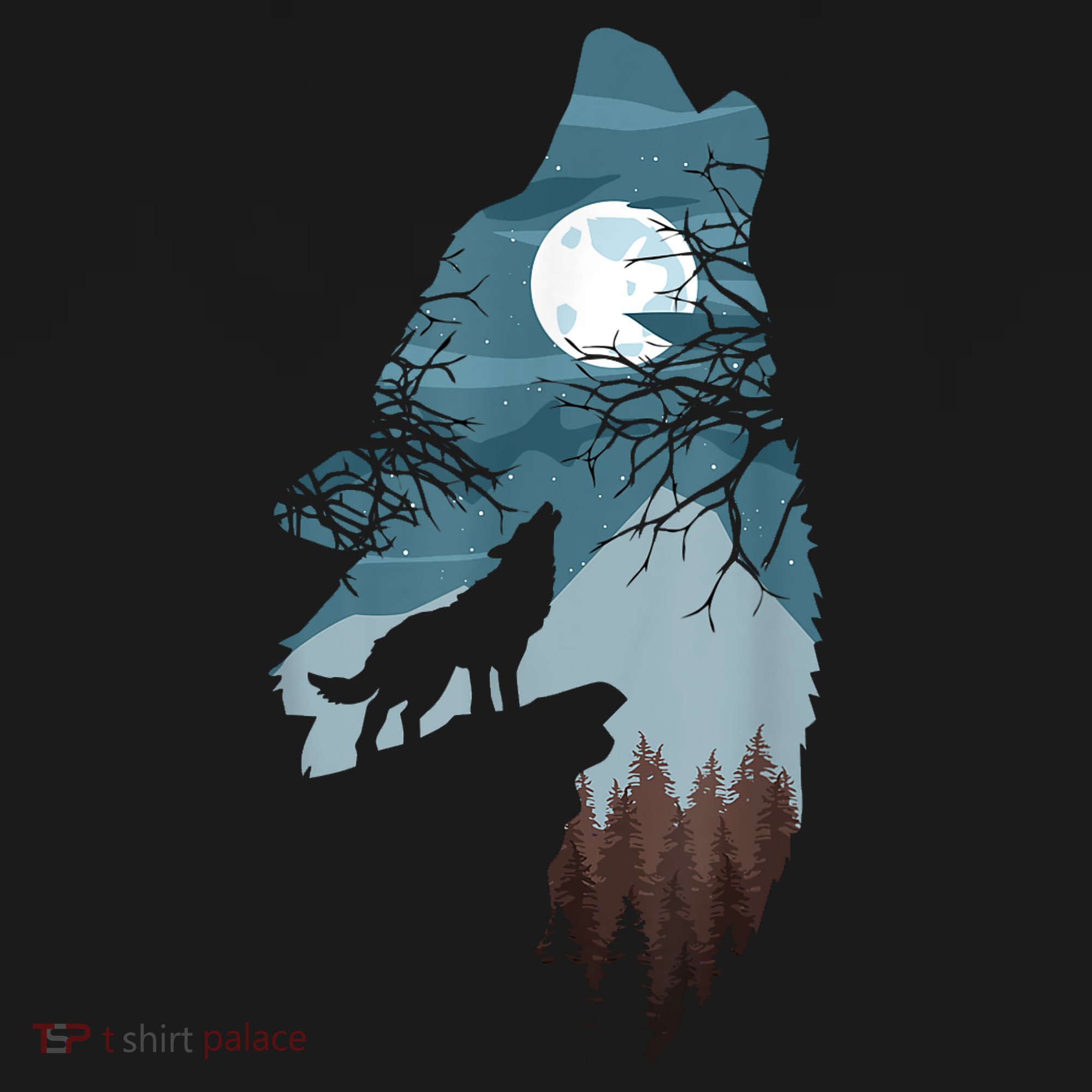 Forest With FullMoon And Cliff Of Silhouette Howling Ornament