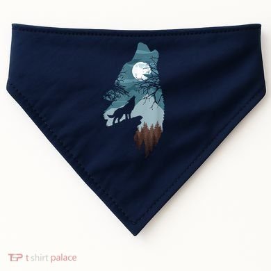 Forest With FullMoon And Cliff Of Silhouette Howling USA-Made Doggie Bandana