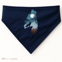 Forest With FullMoon And Cliff Of Silhouette Howling USA-Made Doggie Bandana thumb 0