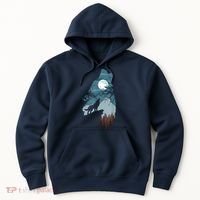 Forest With FullMoon And Cliff Of Silhouette Howling Hoodie thumb 0