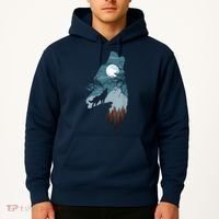 Forest With FullMoon And Cliff Of Silhouette Howling Hoodie thumb 2