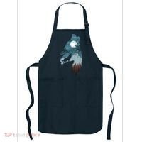 Forest With FullMoon And Cliff Of Silhouette Howling Apron thumb 0