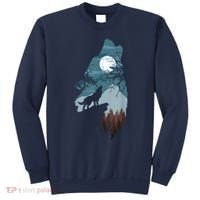 Forest With FullMoon And Cliff Of Silhouette Howling Sweatshirt thumb 0
