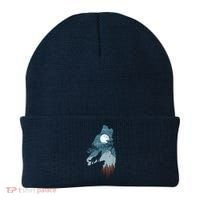 Forest With FullMoon And Cliff Of Silhouette Howling Beanie thumb 0