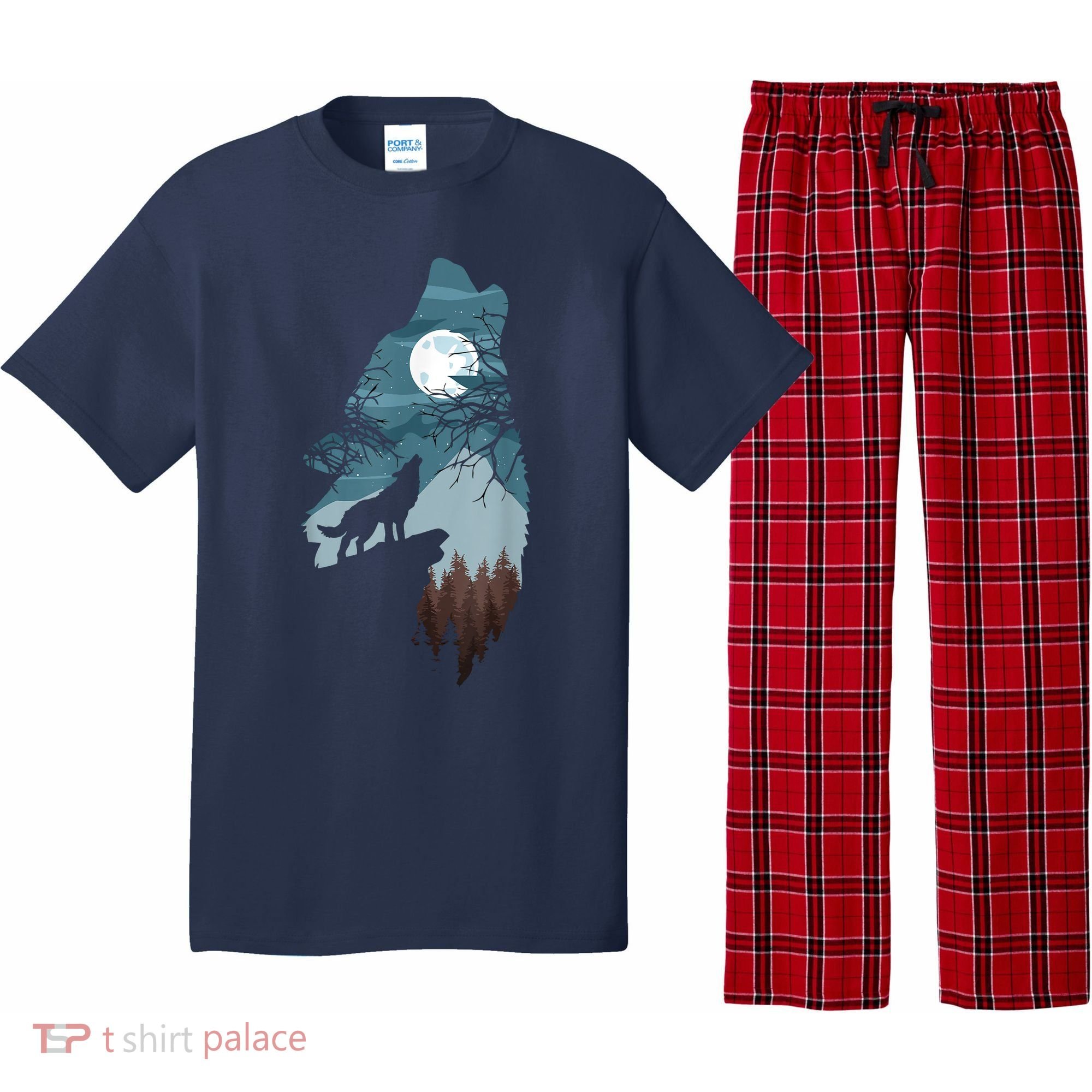 Forest With FullMoon And Cliff Of Silhouette Howling Pajama Set