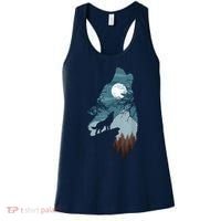 Forest With FullMoon And Cliff Of Silhouette Howling Women's Tank Top thumb 0