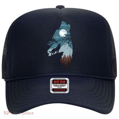 Forest With FullMoon And Cliff Of Silhouette Howling Hat