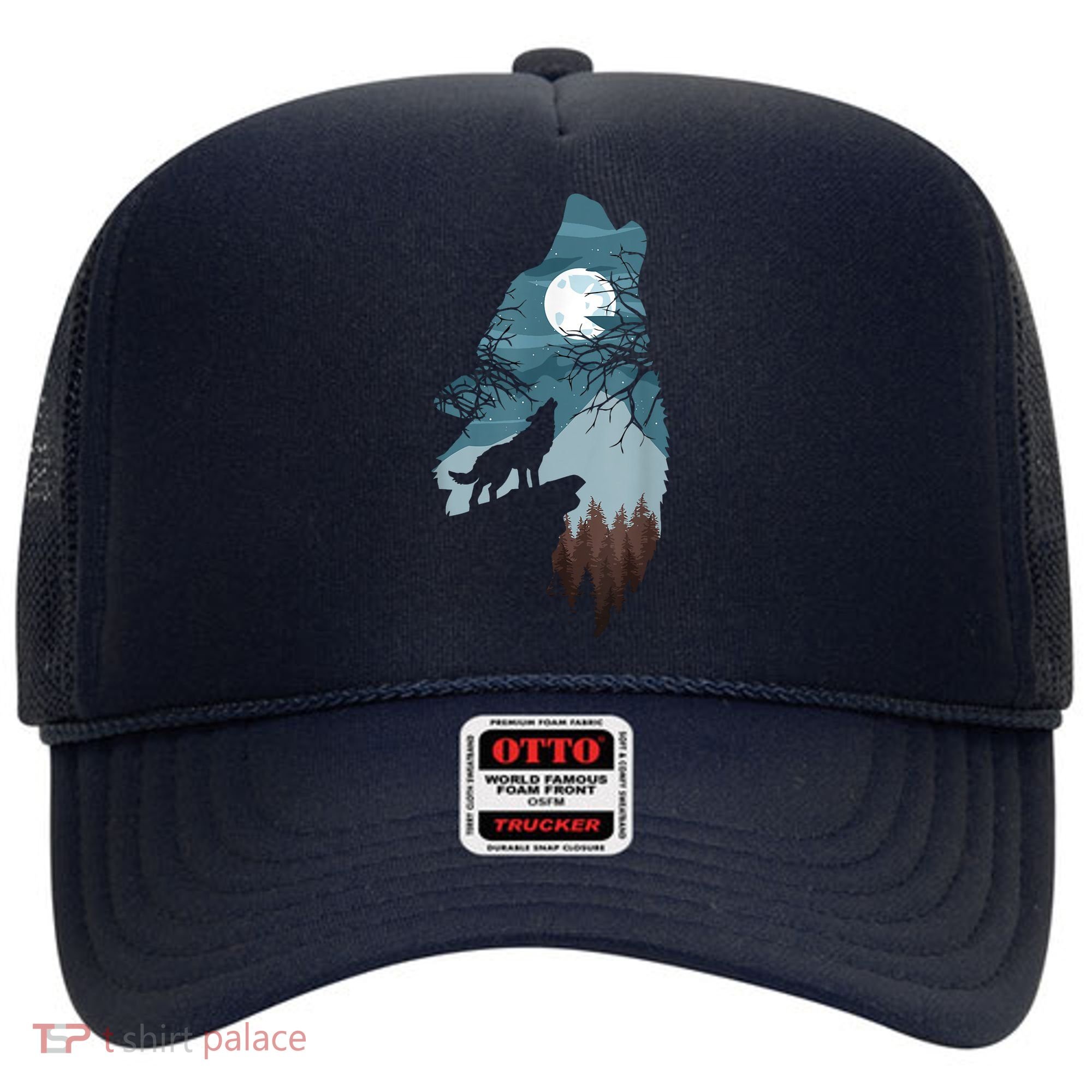 Forest With FullMoon And Cliff Of Silhouette Howling Hat