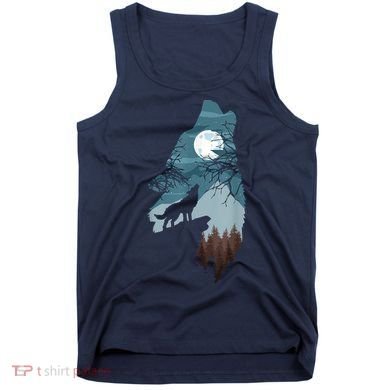 Forest With FullMoon And Cliff Of Silhouette Howling Tank Top