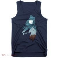 Forest With FullMoon And Cliff Of Silhouette Howling Tank Top thumb 0