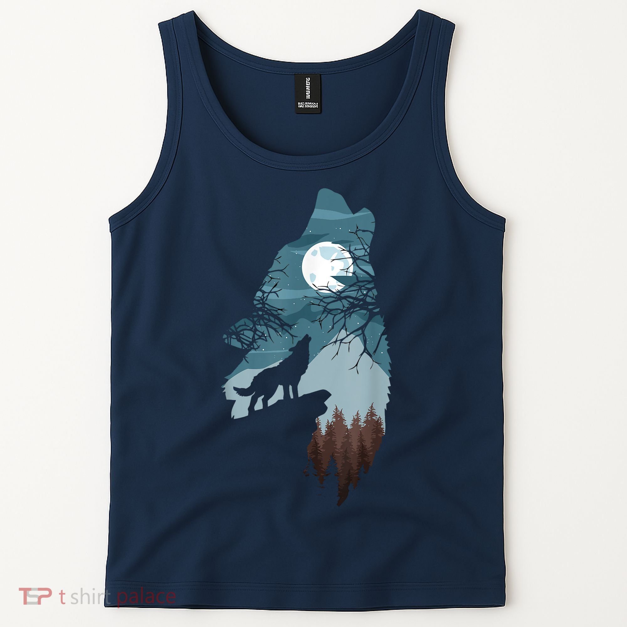 Forest With FullMoon And Cliff Of Silhouette Howling Tank Top