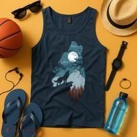 Forest With FullMoon And Cliff Of Silhouette Howling Tank Top thumb 4