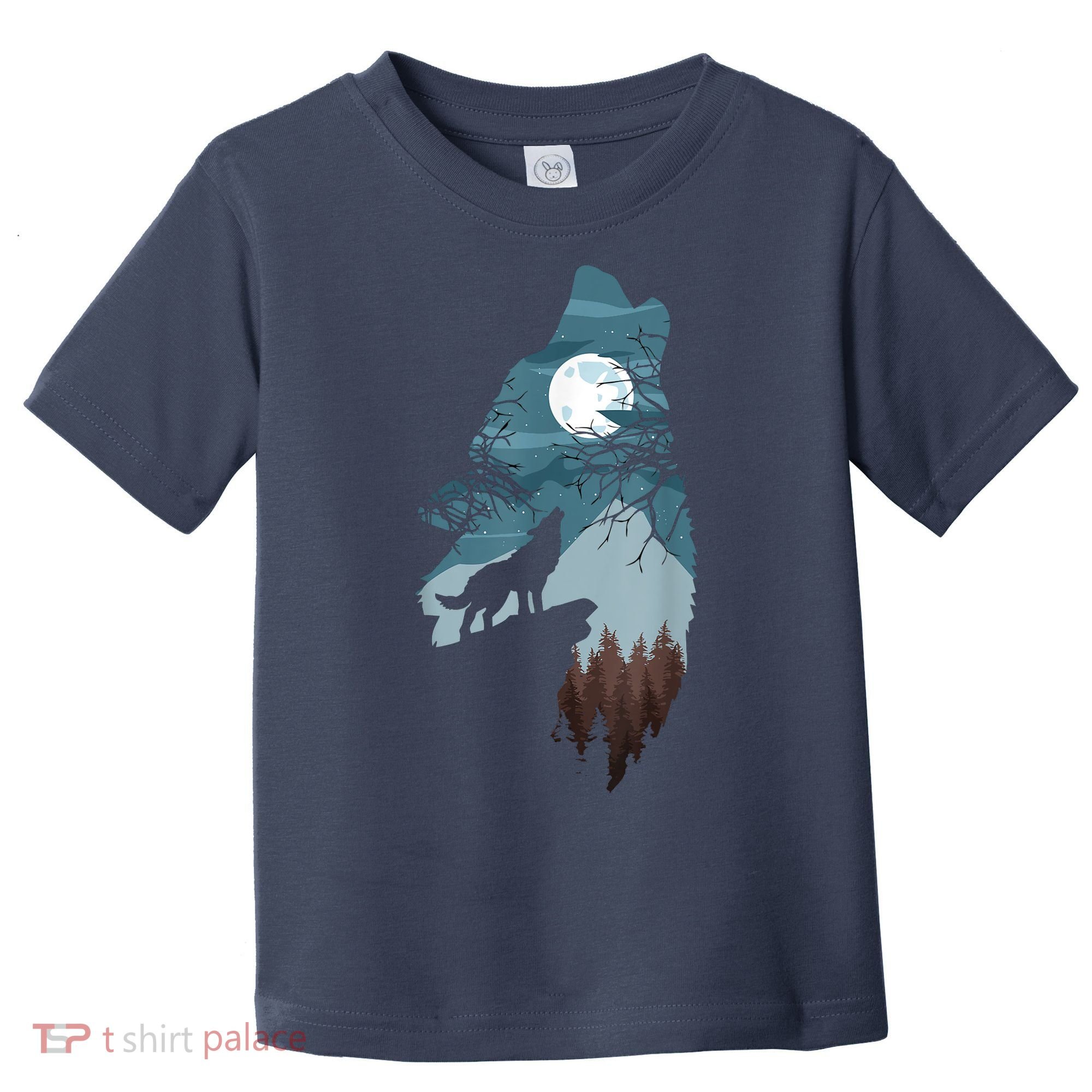 Forest With FullMoon And Cliff Of Silhouette Howling Toddler T-Shirt