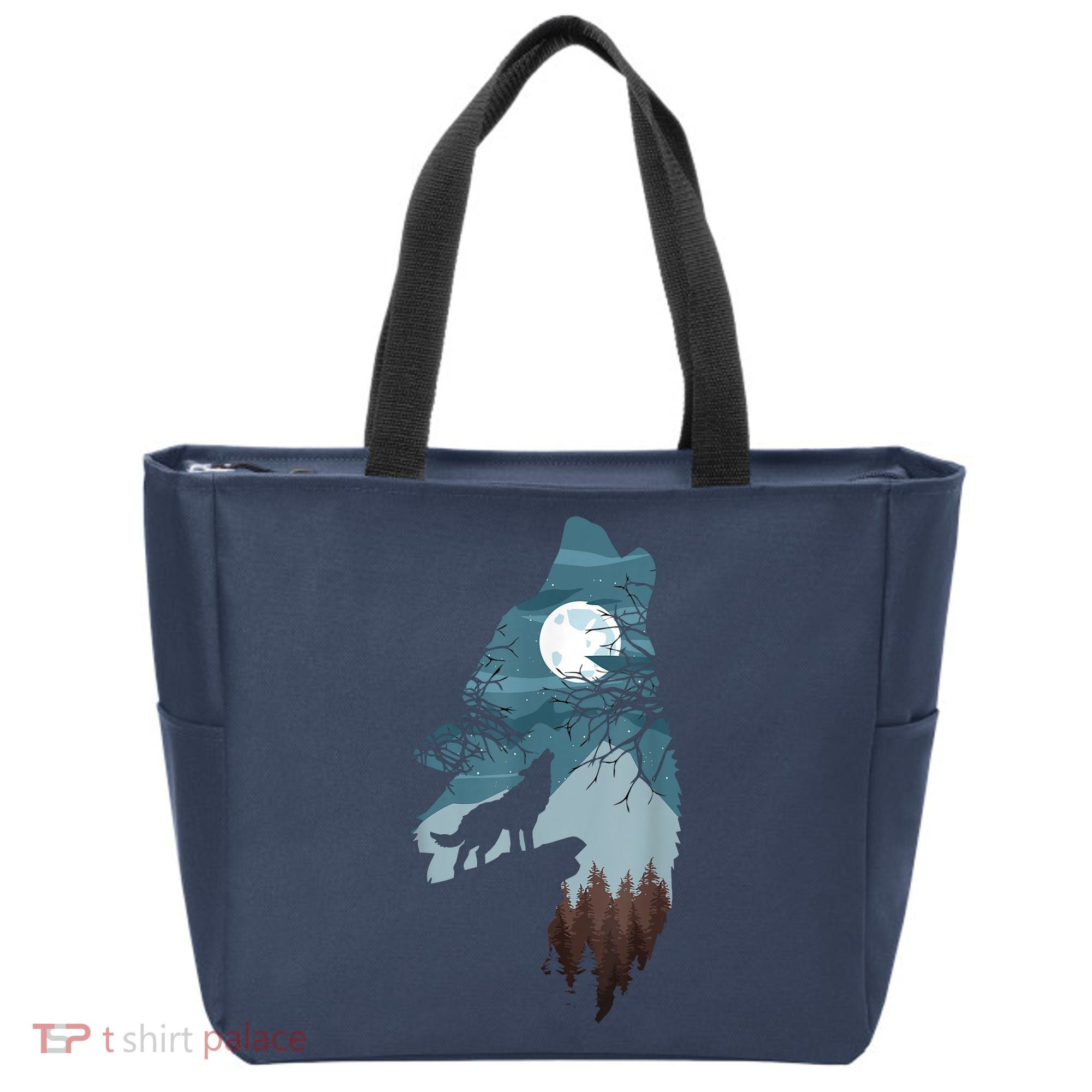 Forest With FullMoon And Cliff Of Silhouette Howling Tote Bag