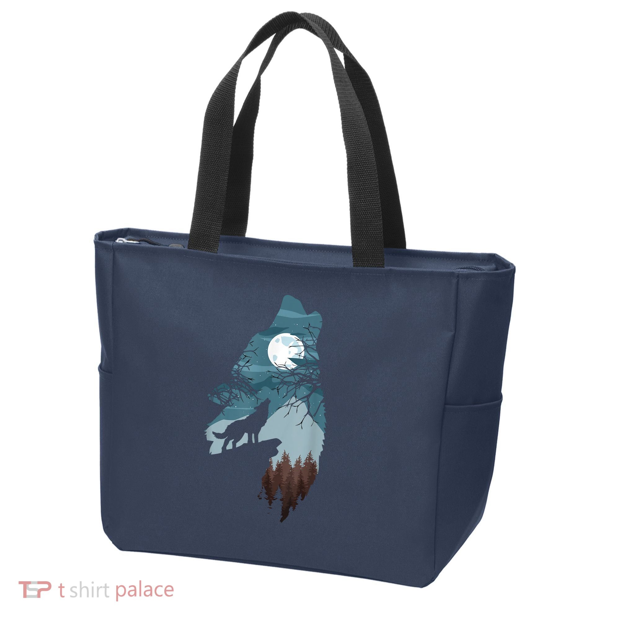 Forest With FullMoon And Cliff Of Silhouette Howling Tote Bag