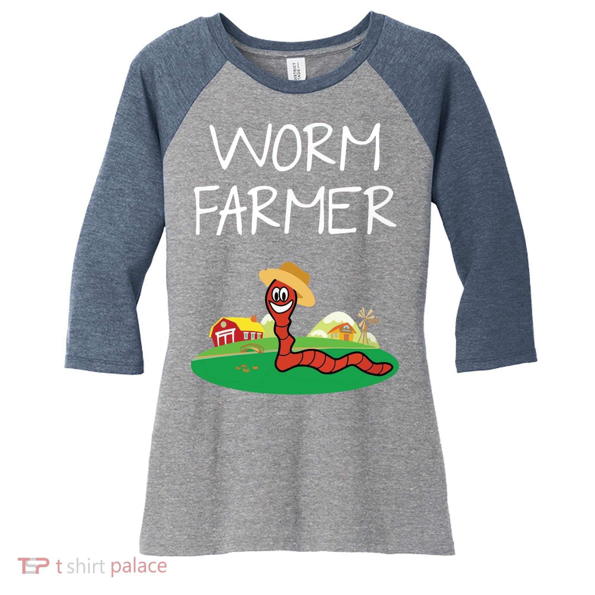Funny Worm Farm Worm Vermiculture Women's Tri-Blend 3/4-Sleeve Raglan Shirt