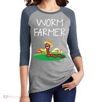 Funny Worm Farm Worm Vermiculture Women's Tri-Blend 3/4-Sleeve Raglan Shirt thumb 2