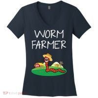 Funny Worm Farm Worm Vermiculture Women's V-Neck T-Shirt thumb 0