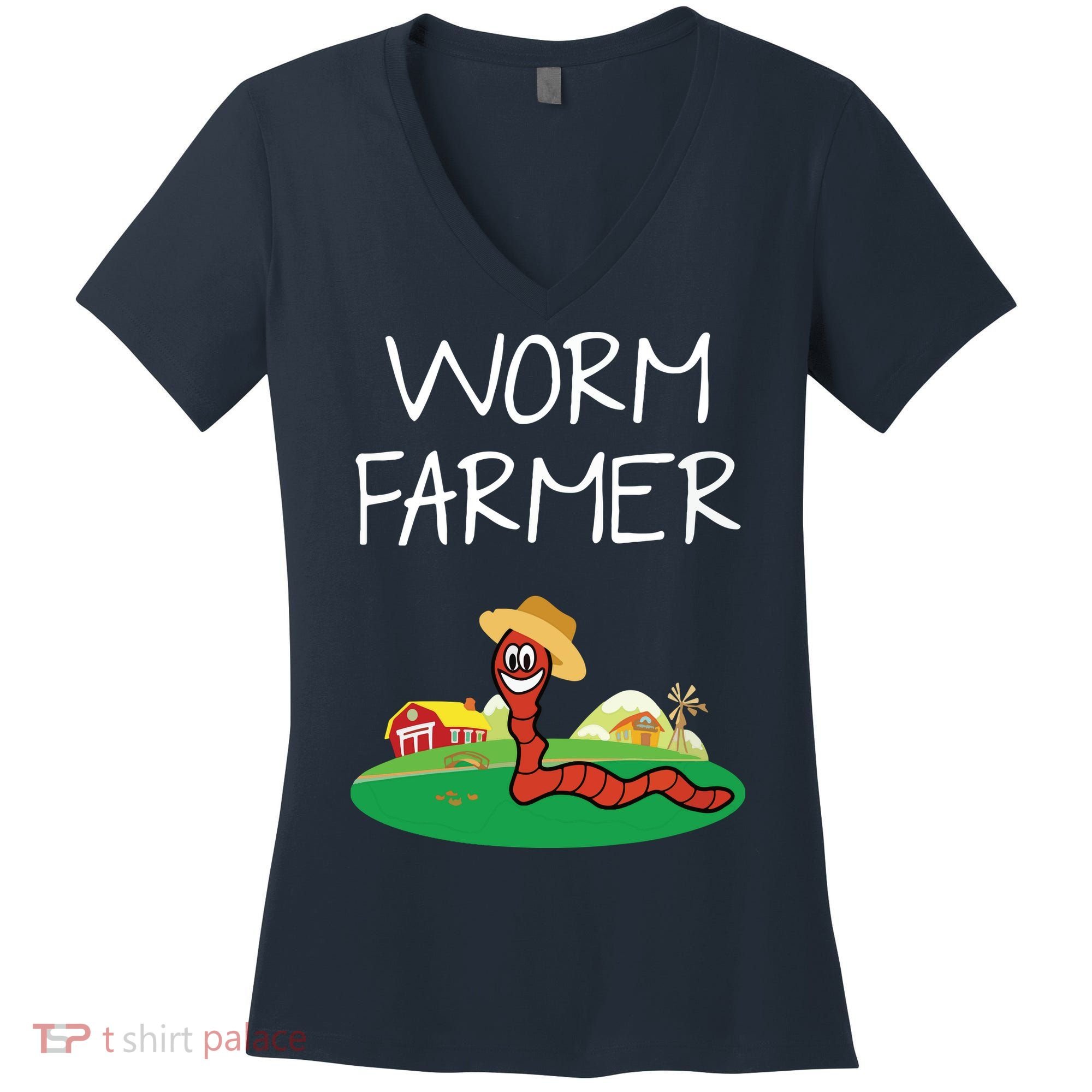 Funny Worm Farm Worm Vermiculture Women's V-Neck T-Shirt