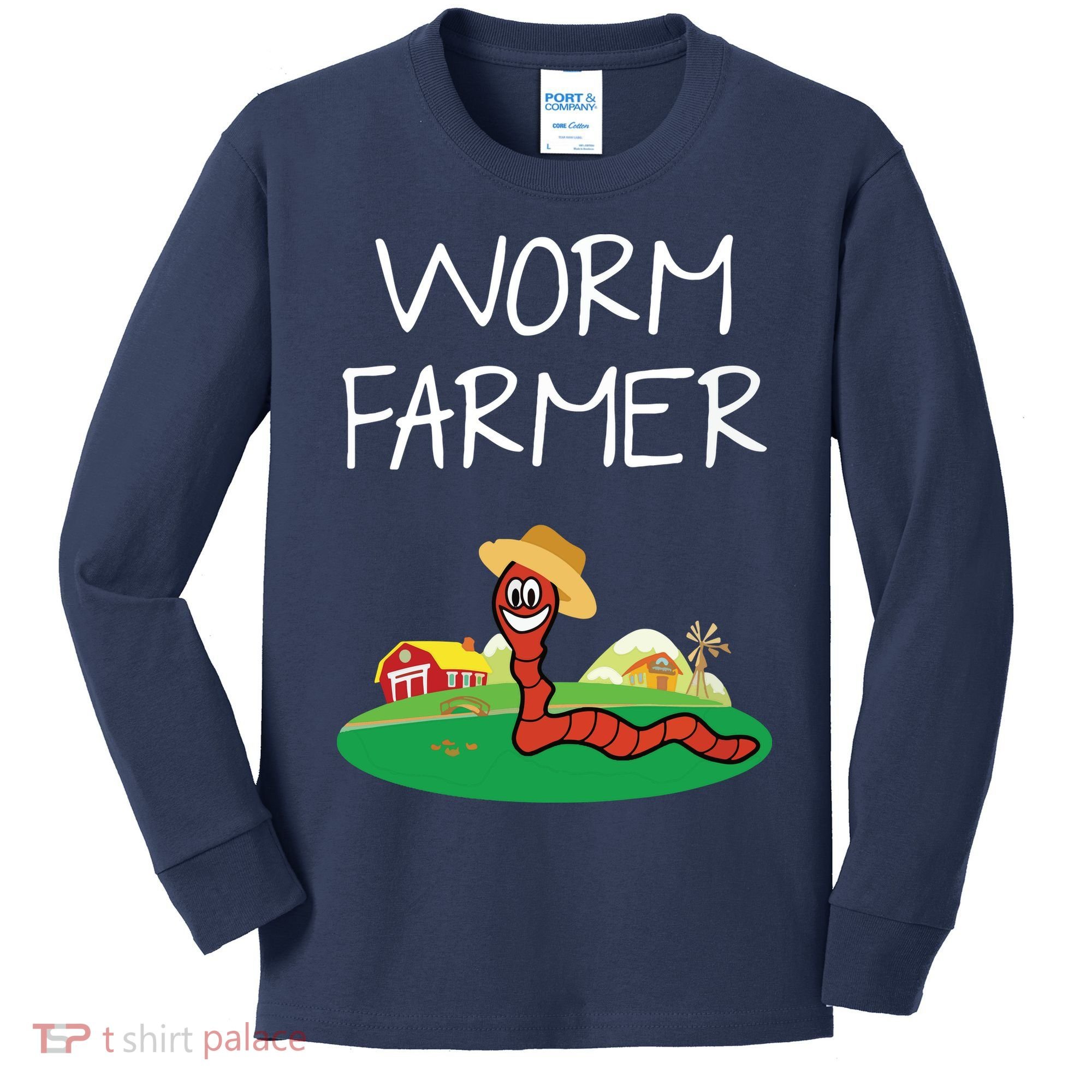 Funny Worm Farm Worm Vermiculture Kids Long Sleeve Shirt