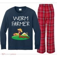 Funny Worm Farm Worm Vermiculture Kids Long Sleeve Plaid Pajama Set thumb 0