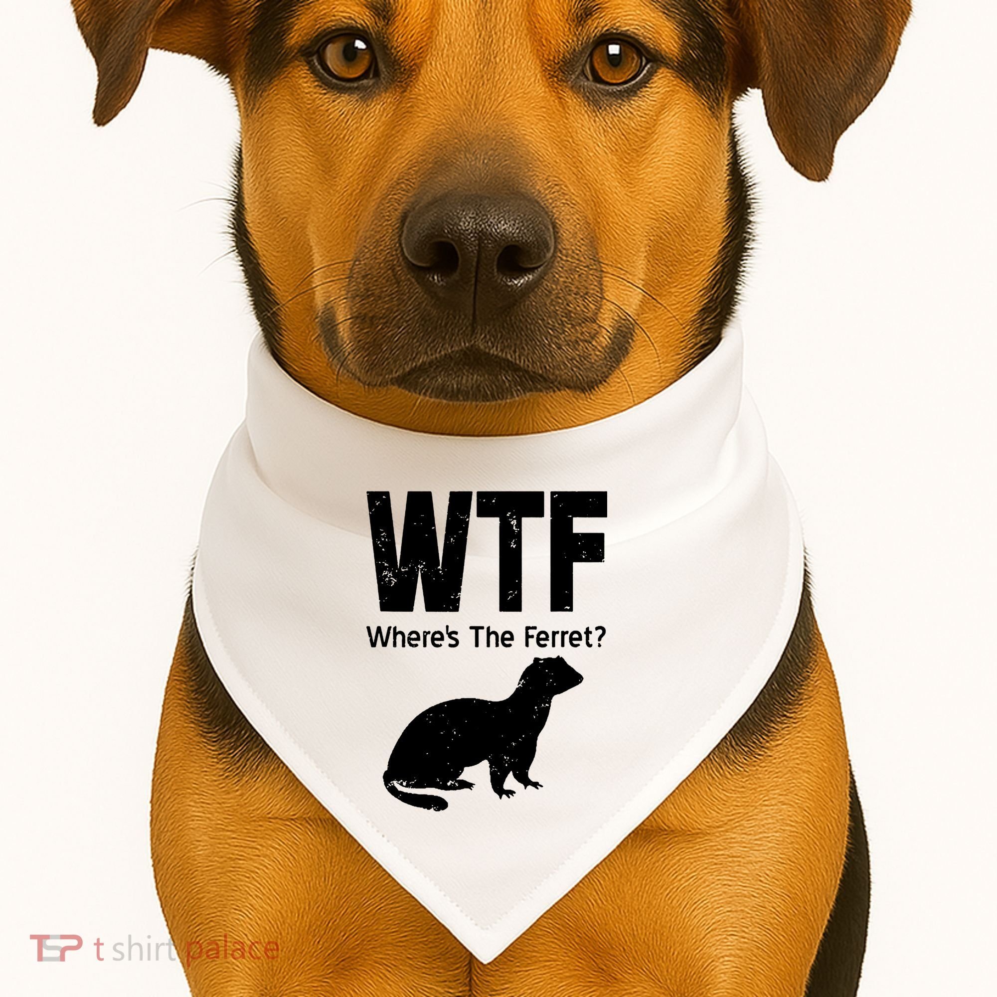 Ferret Wtf Funny Where’s The Ferret USA-Made Doggie Bandana